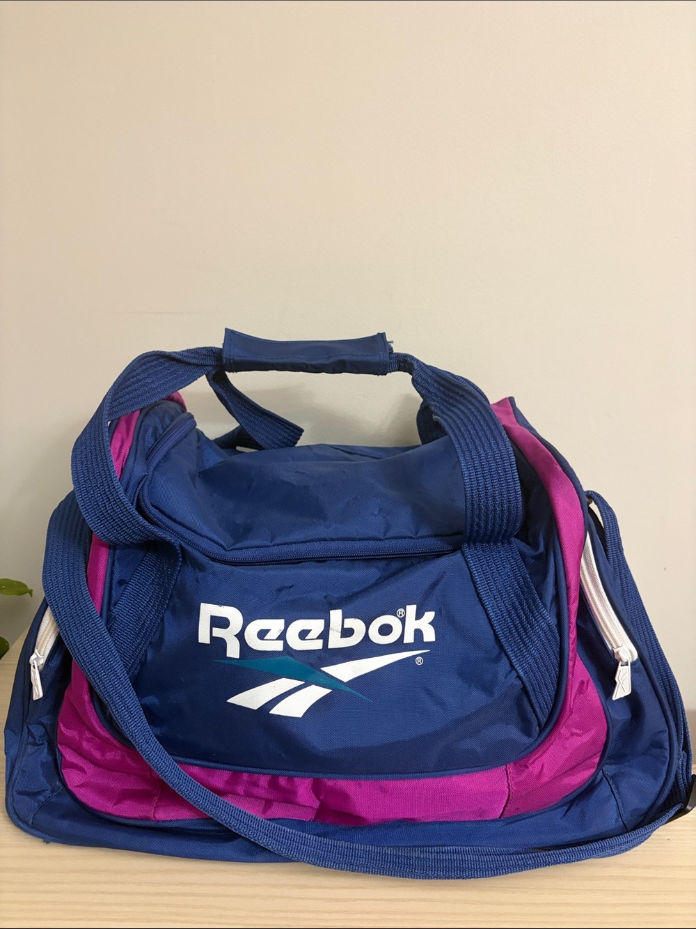 Reebok Vintage Blue and Magenta Duffel gym bag